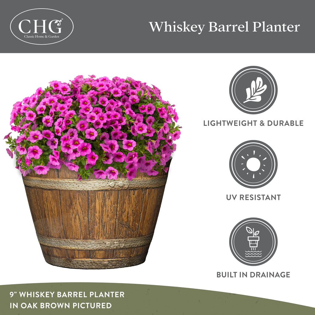 Whiskey Barrel Planter 3 Pack, 15", Kentucky Walnut