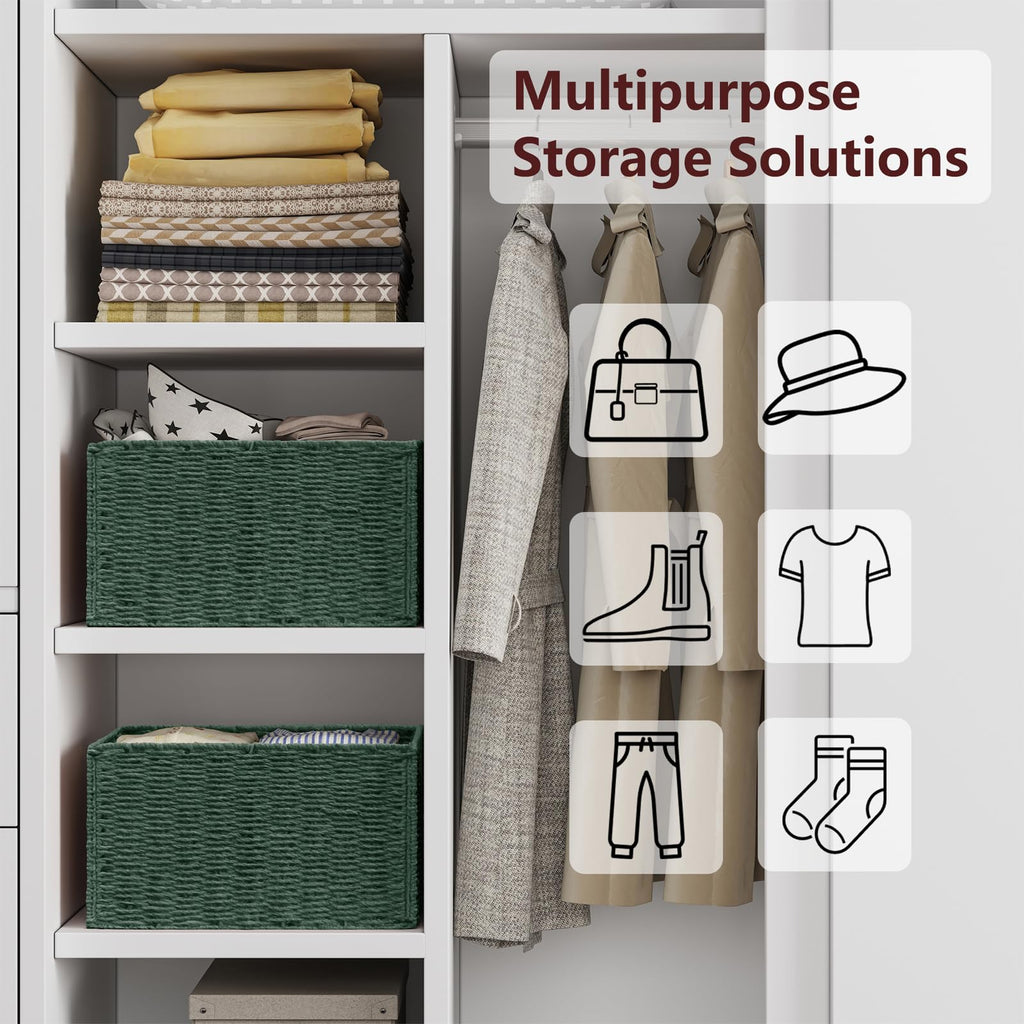 Large Wicker Storage Basket, Collapsible Baskets for Organizing