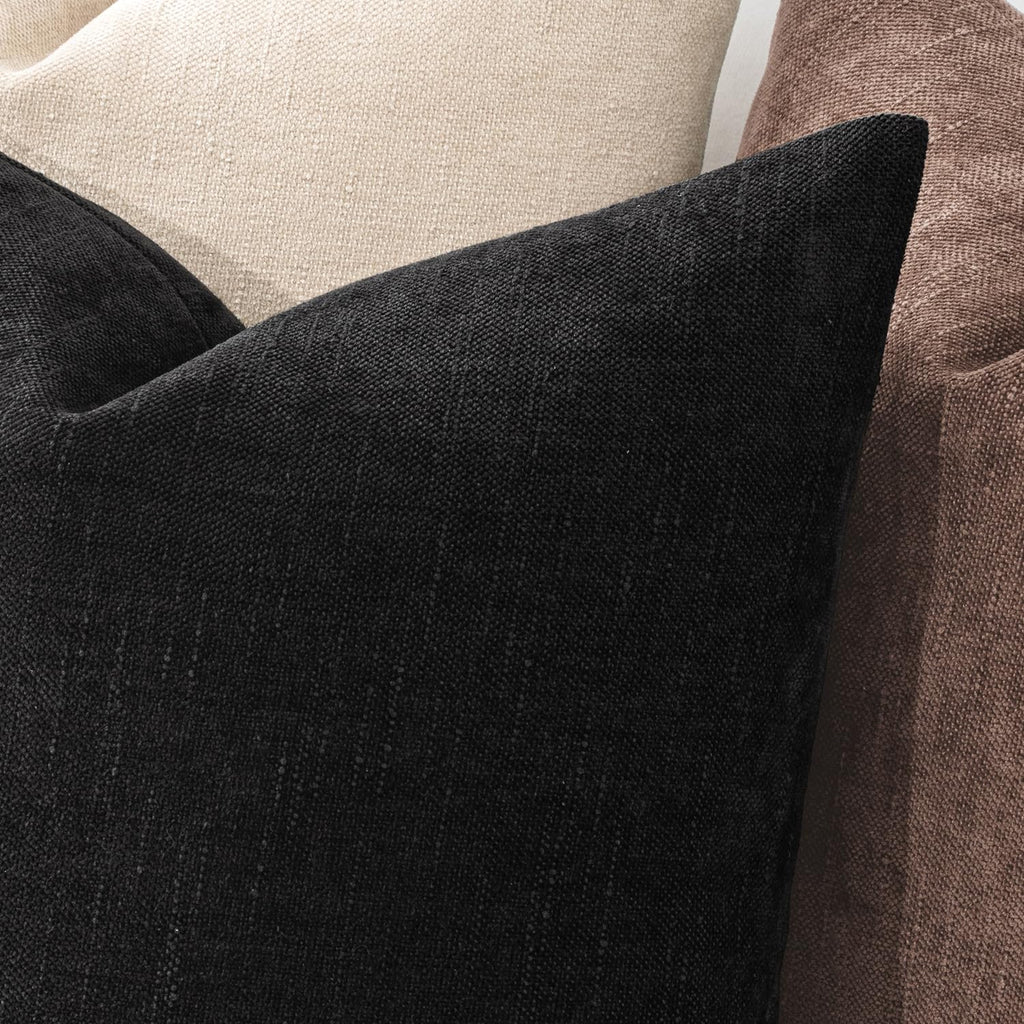 Textured Chenille Throw Pillow Covers 18x18 Inch Black