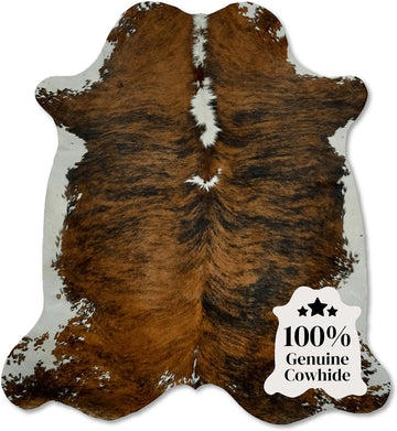 Tricolor Cow Hide Rug, Genuine Hair on Hide