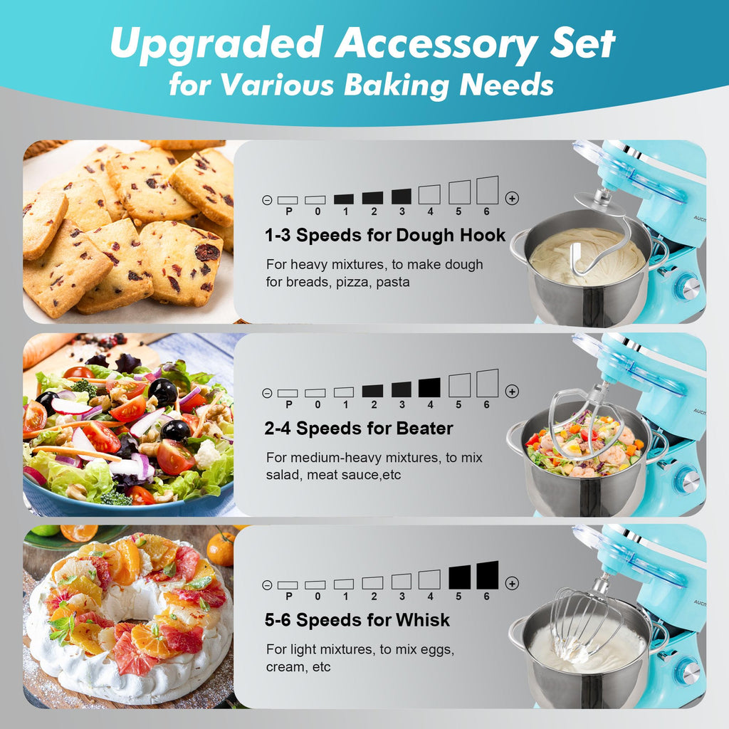 Stand Mixer, 8QT 900W 6-Speed Tilt-Head Food Mixer, Kitchen Electric Mixer with Dough Hook, Wire Whip & Beater