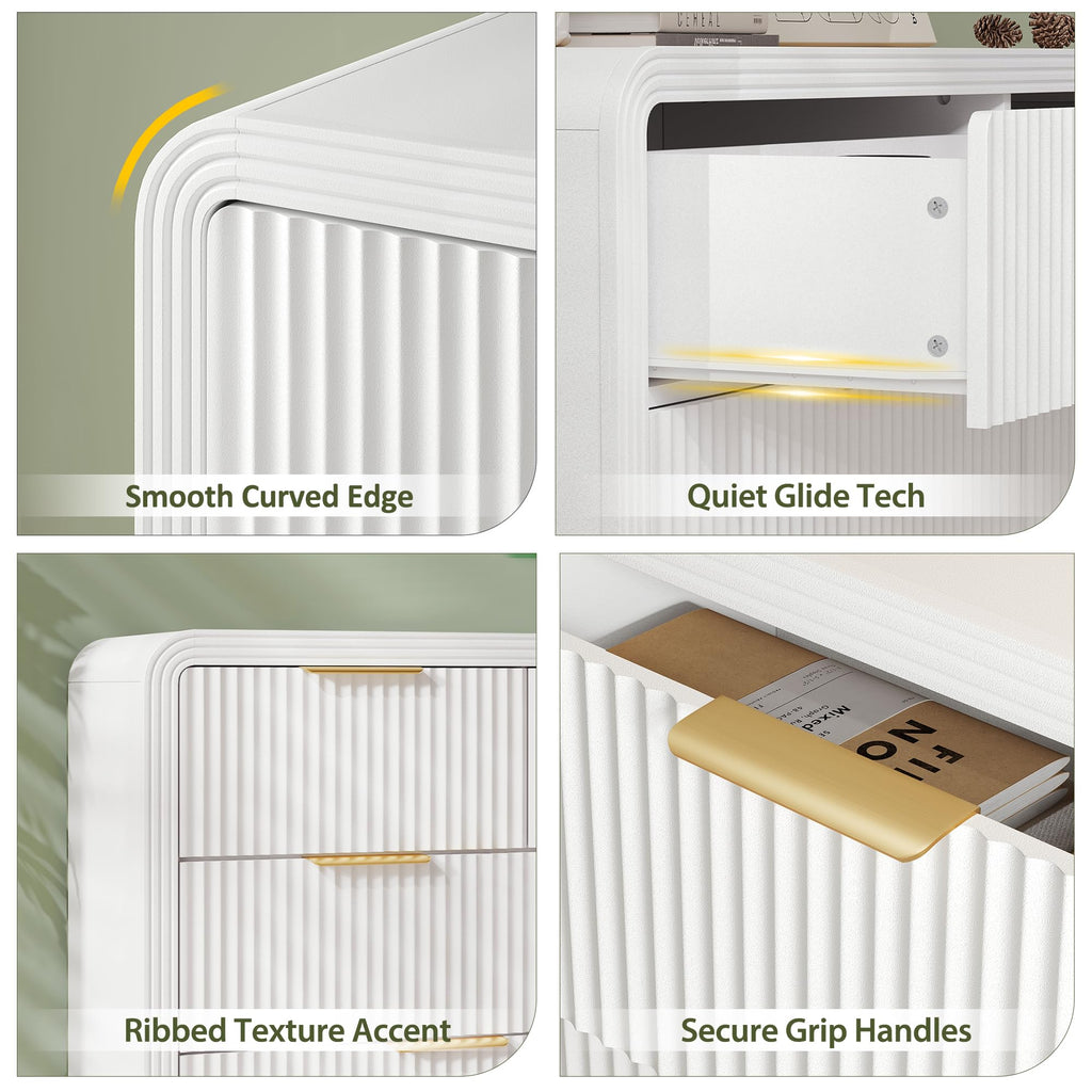 55" W Fluted 8-Drawer, Pure White