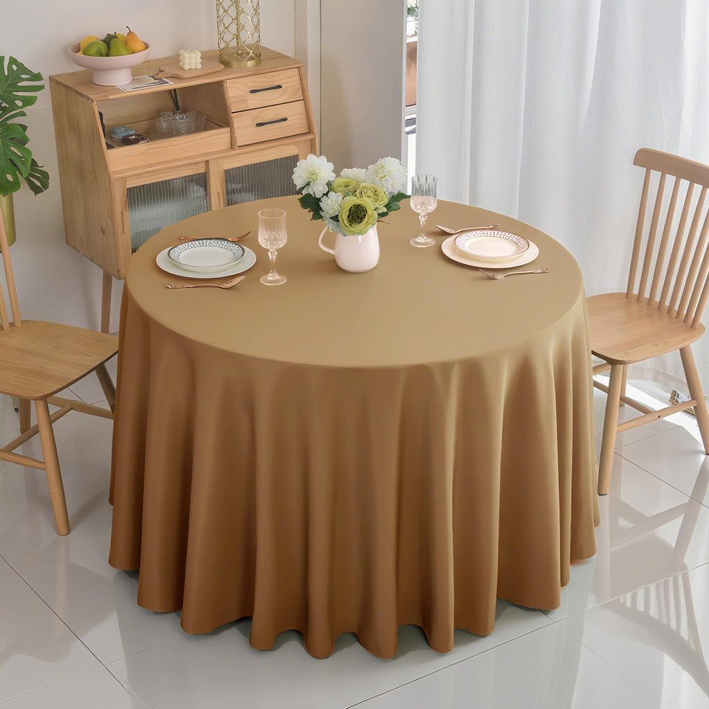 2-Pack Round 90-inch Coffee Table Cloths, Solid Stain and Wrinkle Resistant Circular Tablecloth, Premium Plain Weave