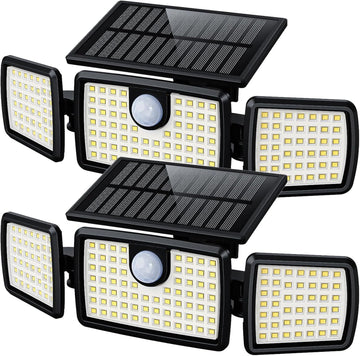 Outdoor Solar Flood Lights, Motion Sensor 270° Wide Angle, 2 Packs