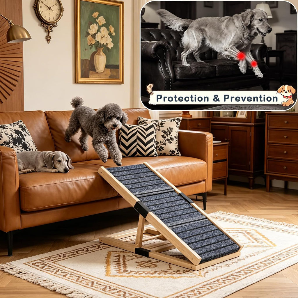 Wooden Dog Ramp for Couch, Foldable Pet Ramp for Small Dogs, 27.6" L