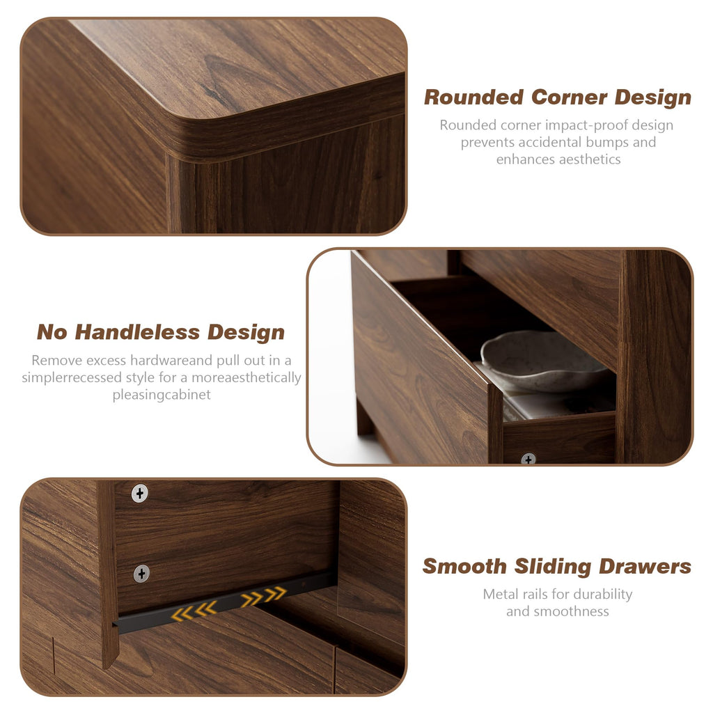 7 Drawer Dresser, Walnut, 55" Wide