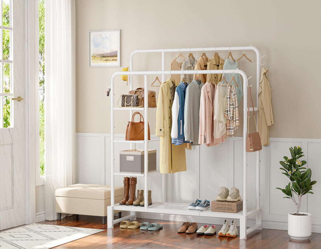 Double Rods Clothes Rack Clothing Rack, Clothes Rack for Hanging Clothes