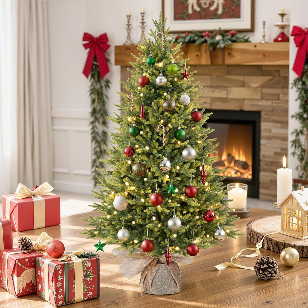 4ft Prelit Small Artificial Christmas Tree with Warm White Lights