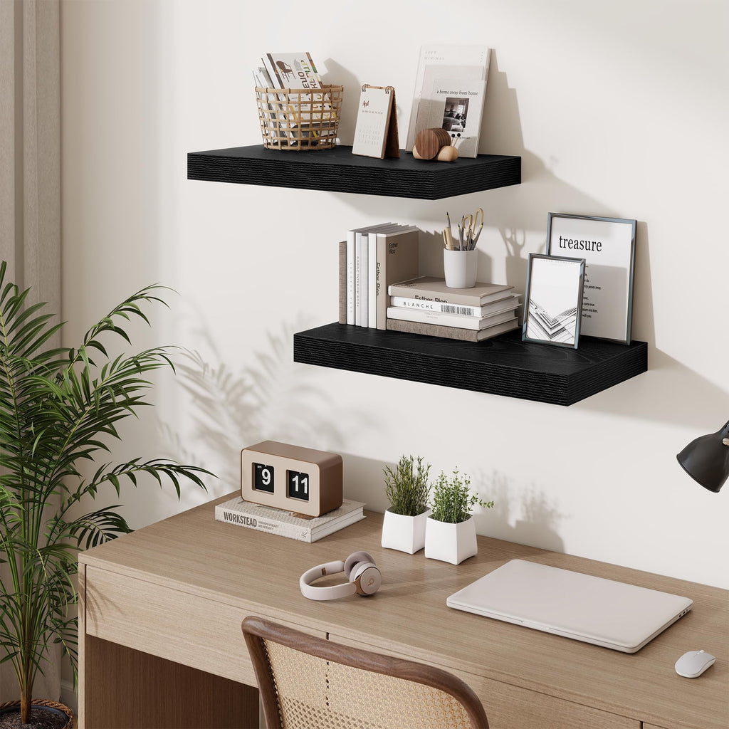 24 Inch Floating Shelves Wall-Mounted, 12 Inch Deep Wall Shelves, 24 x 12 Floating Shelf, Deep Storage Shelf Bathroom