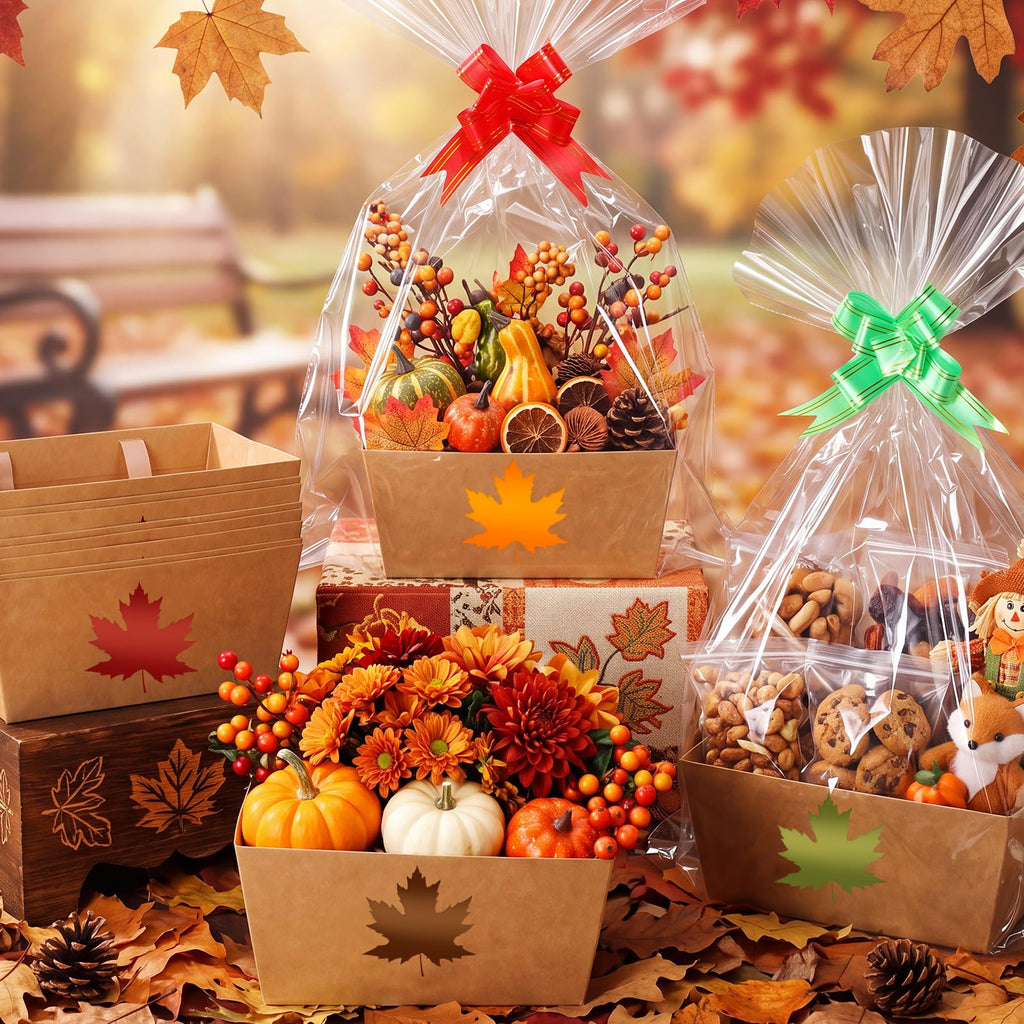 12 Pcs Maple Empty Gift Baskets Bulk, 9.8x6.5 Inch Kraft Basket