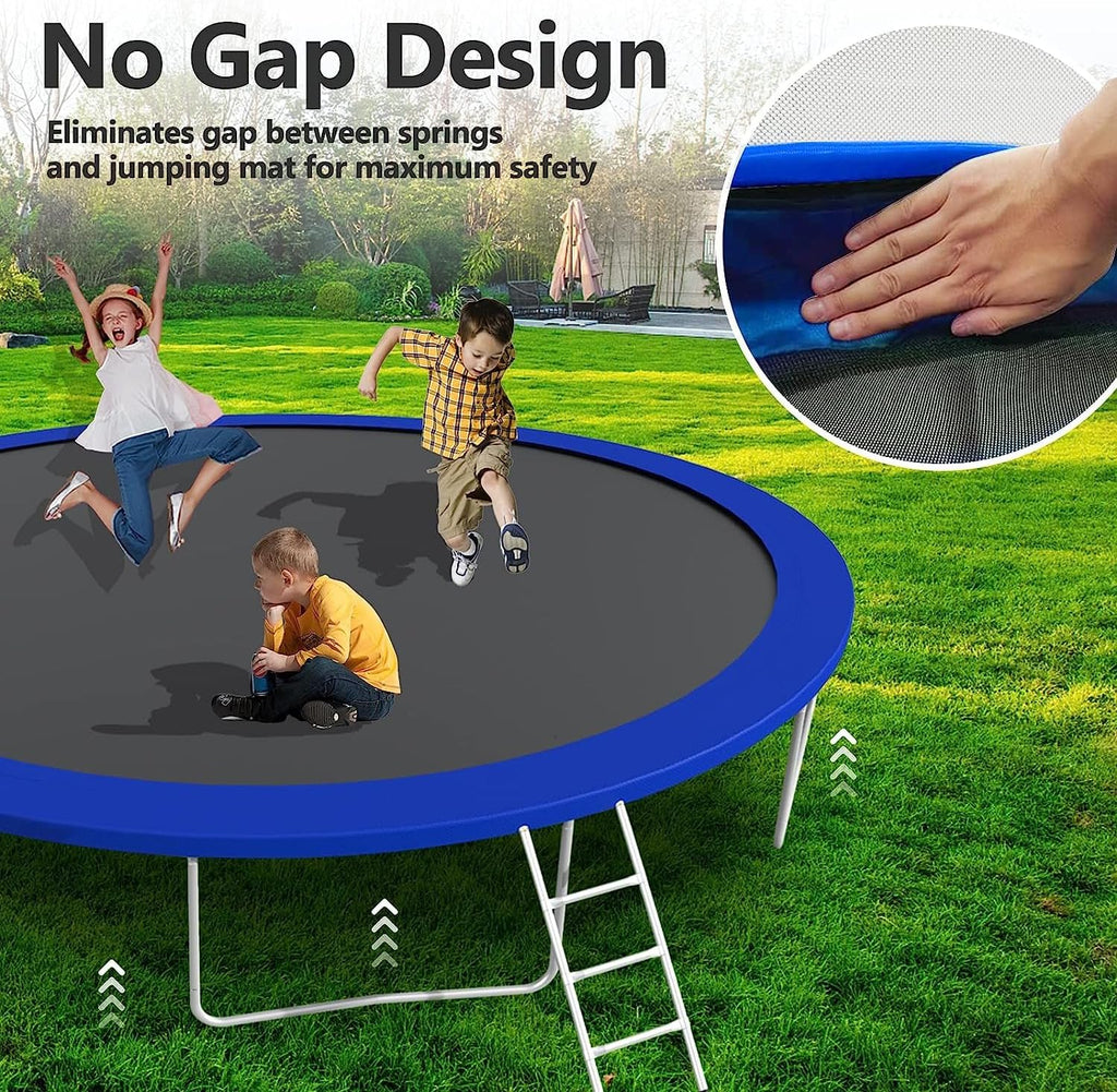 10 12 14 16FT Trampoline Outdoor, Light/Sprinkler/Basketball Hoop | Large Recreational Trampoline for Kids and
