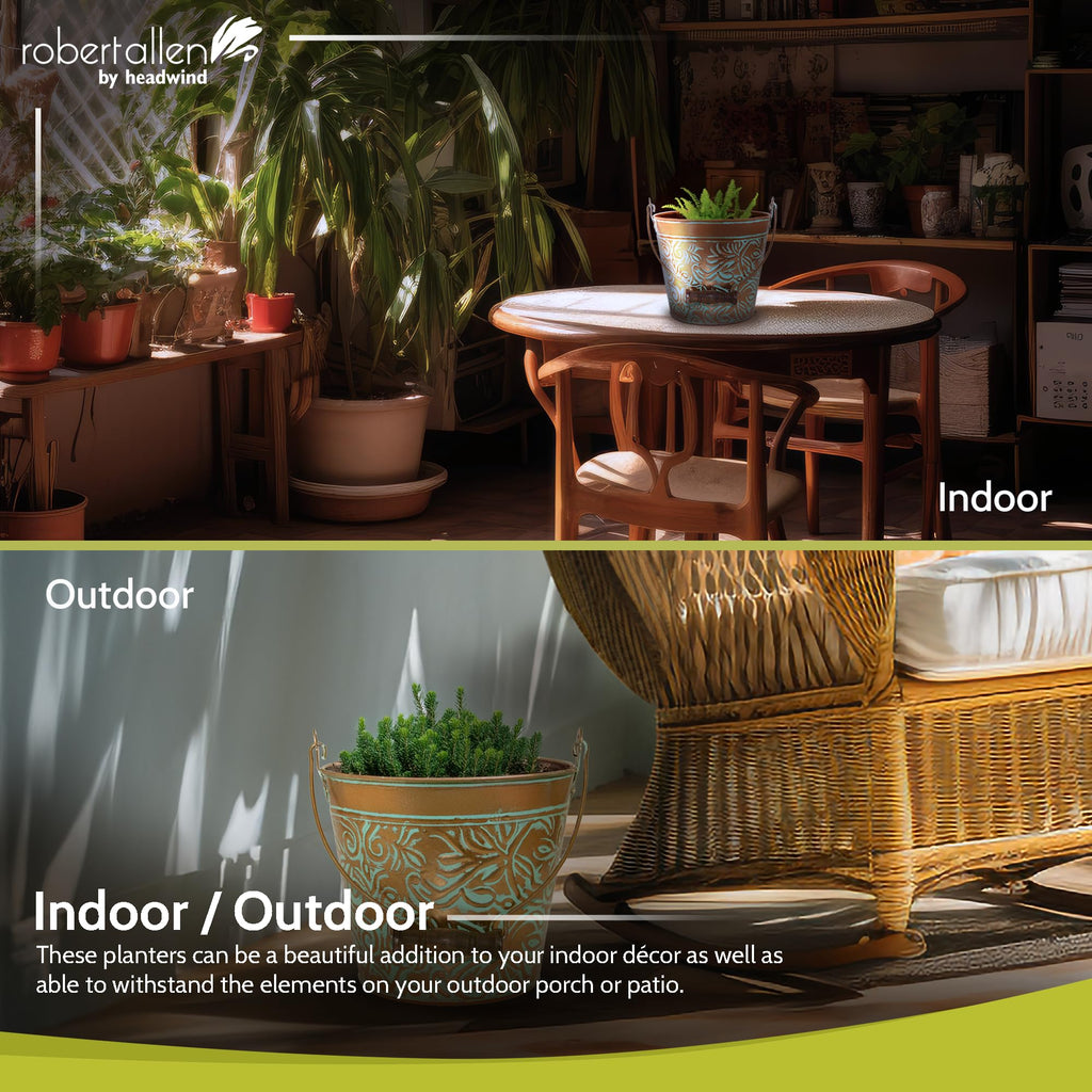 Vintage Collection 12 in Vintage Copper Bucket Planter