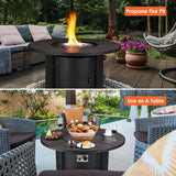 Propane Fire Pit Table 42 Inch Round – 50,000 BTU Outdoor Fire Pit with Lid, Converts to Patio Coffee Table, Certified, Includes Waterproof Cover & - Image 3