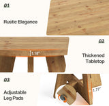 Solid Wood Round Dining Table, 47" Farmhouse Kitchen Table for 4-6, Wooden Circle Dinner Table for Dining Room
