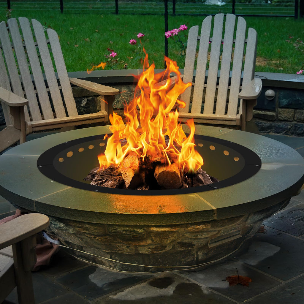Outdoor Smokeless Fire Pit Ring 40 Inch Outer/36 Inch Inner Diameter, Heavy Duty Metal Round Liner Insert for Outside