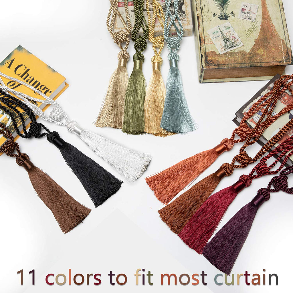 Curtain Tiebacks Hand-Woven Tassels Holdbacks - 2 Pack