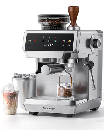 Espresso Machine With Grinder, Temp Control, 44 Grind Settings