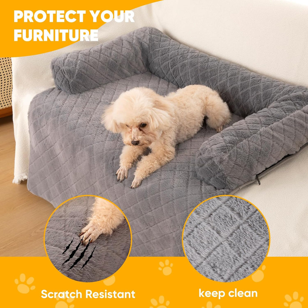 Dog Couch Bed, Plush Sofa Mat, Washable Cover, 45 x, Grey