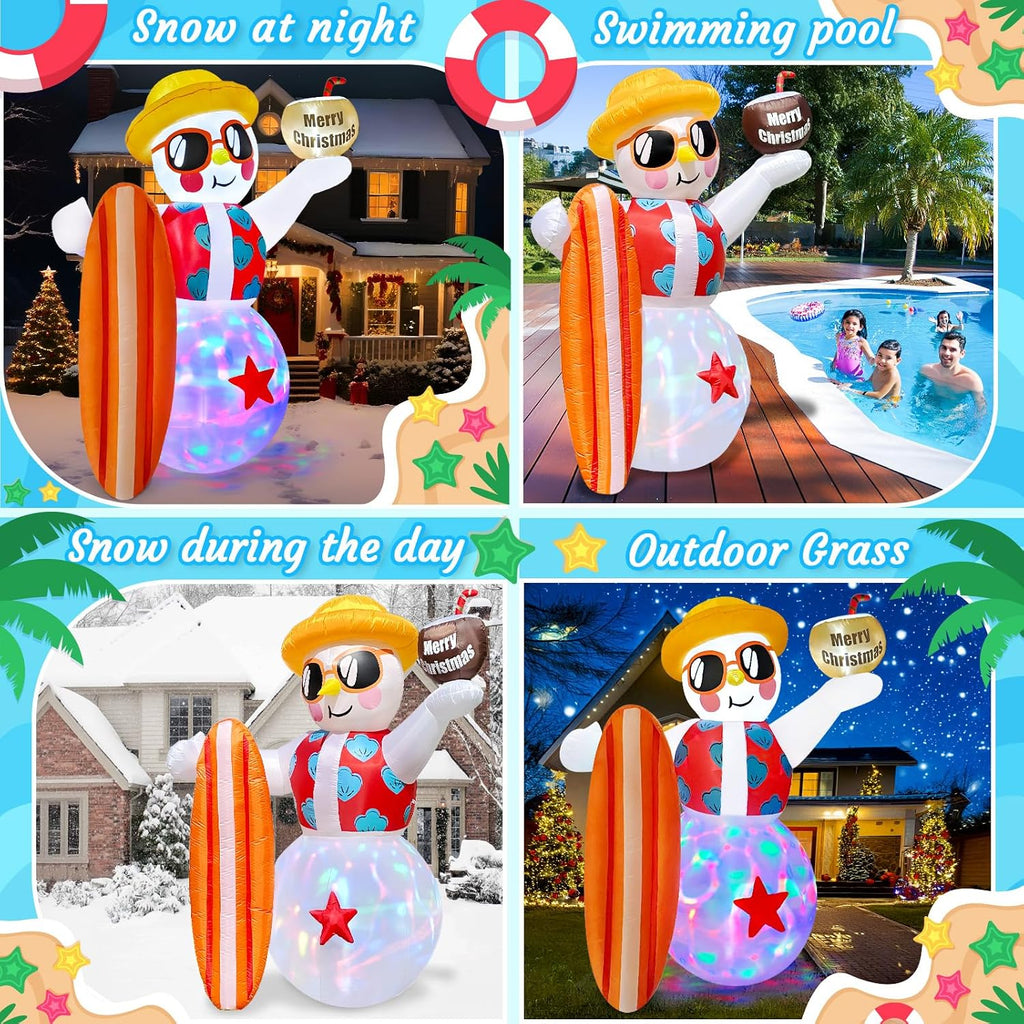 8 FT Funny Christmas Inflatables Snowman Beach Christmas Decorations