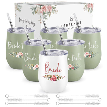 Bride Tribe Gifts Set of 6 Sage Green Bachelorette Party Tumblers