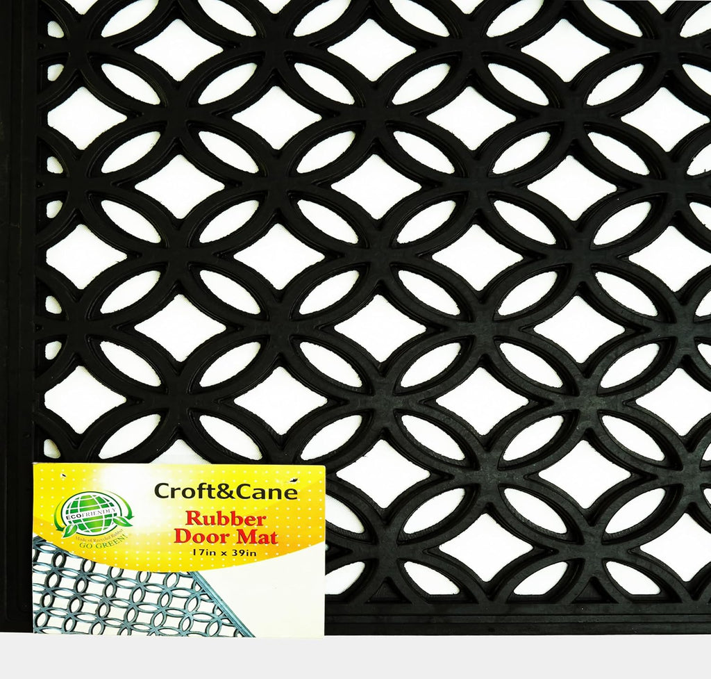 17x39 Inch Rubber Doormat - 2 Pack Lattice Links All-Weather Mat | Large Heavy Duty Indoor Outdoor Non Slip Front