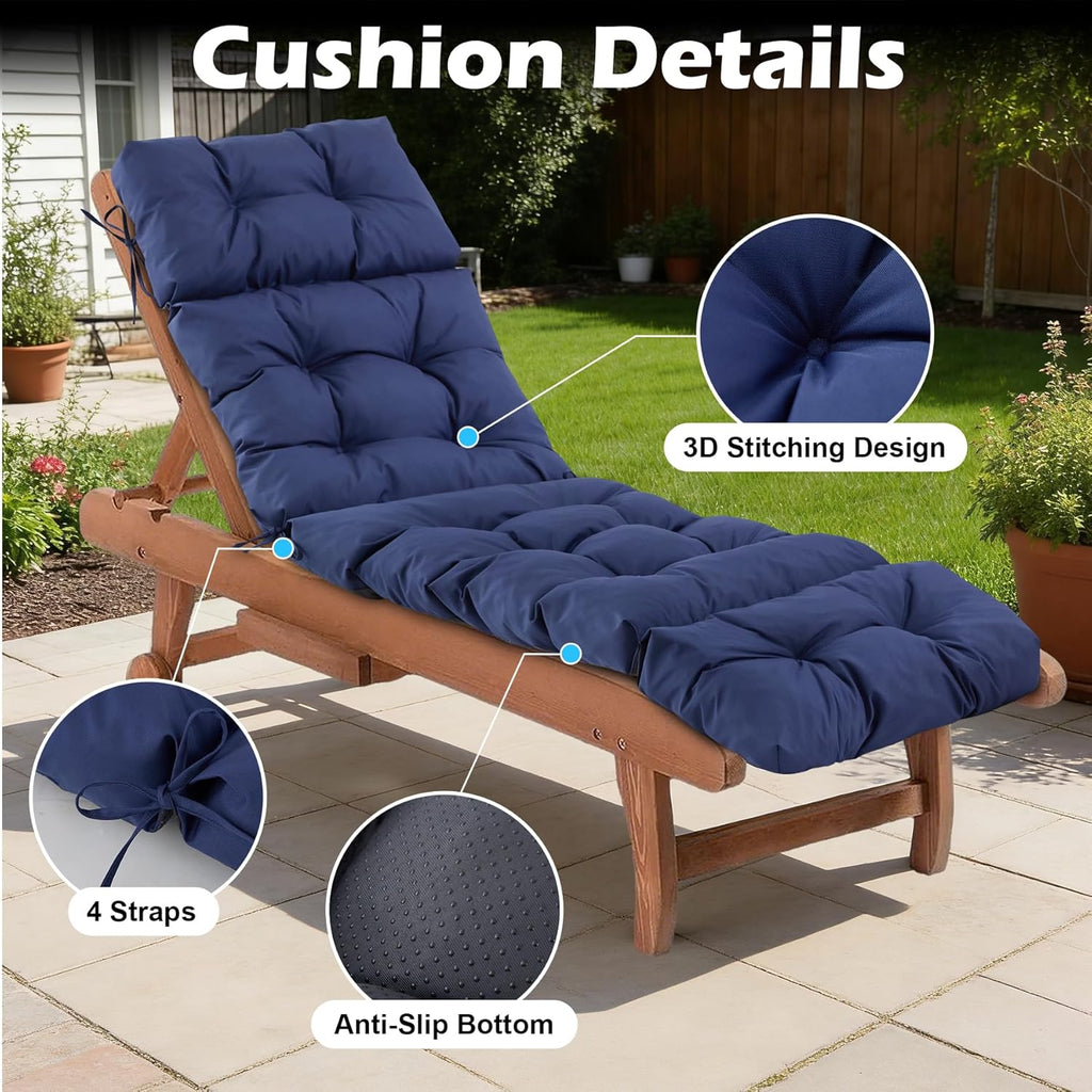 Chaise Lounge Cushions Outdoor, Waterproof & Fade Resistant Patio Lounge Chair Cushions for Outdoor Furniture, Chaise