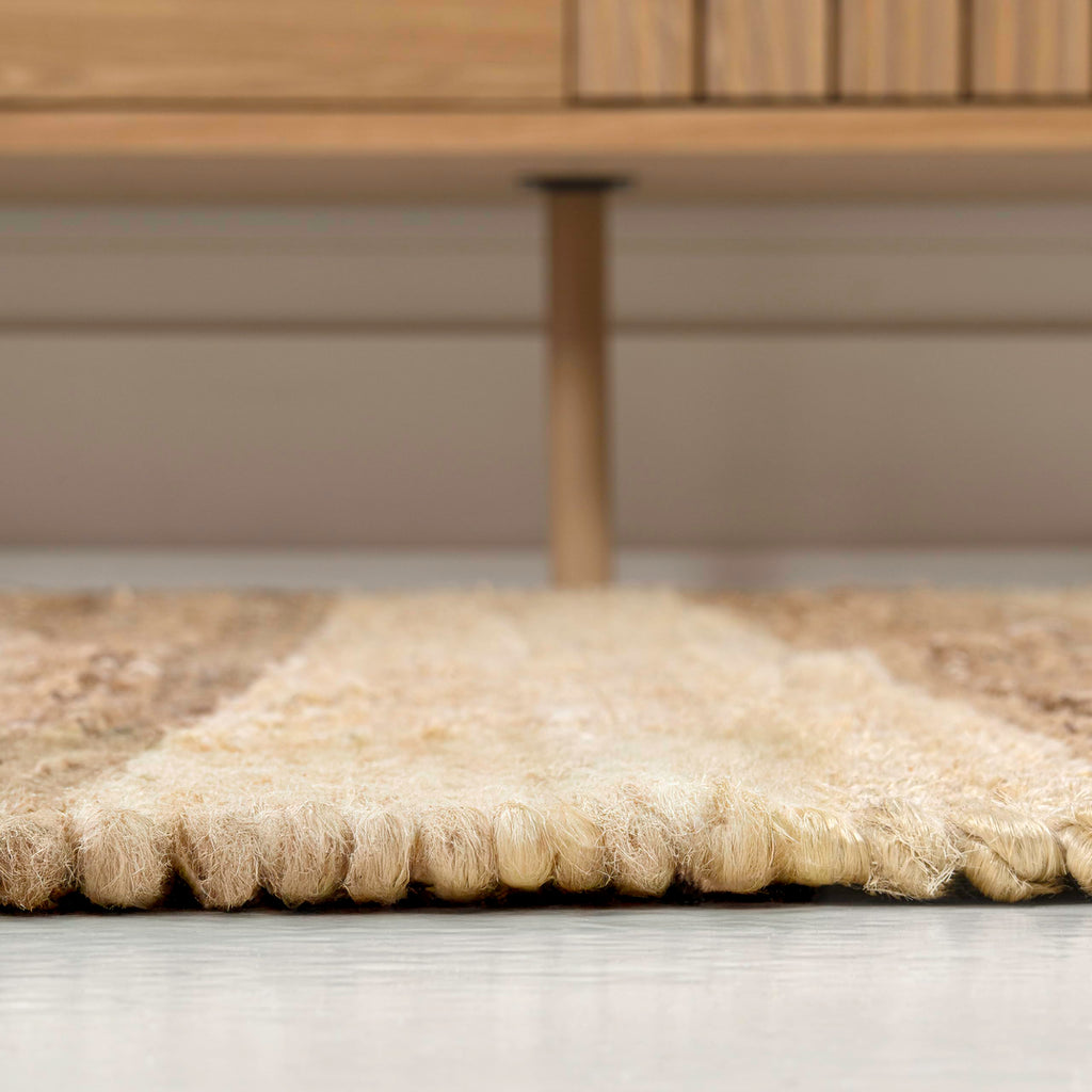 Jayden Woven Jute Stripe Natural/Bleach Indoor Area Rug, Rustic, Farmhouse, Traditional, Lodge, Easy-Cleaning