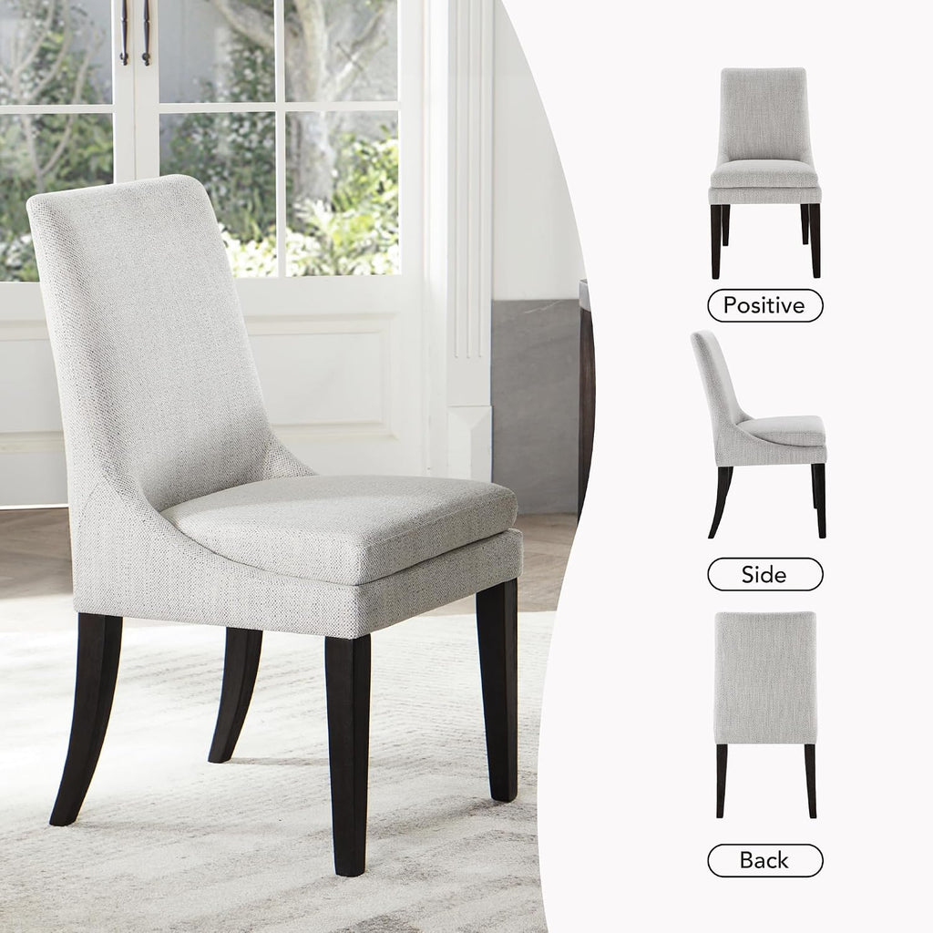 Upholstered Dining Chairs Modern Sidechair Performance Fabric High Back Armlesschair for Diningroom Kitchen,White,Set