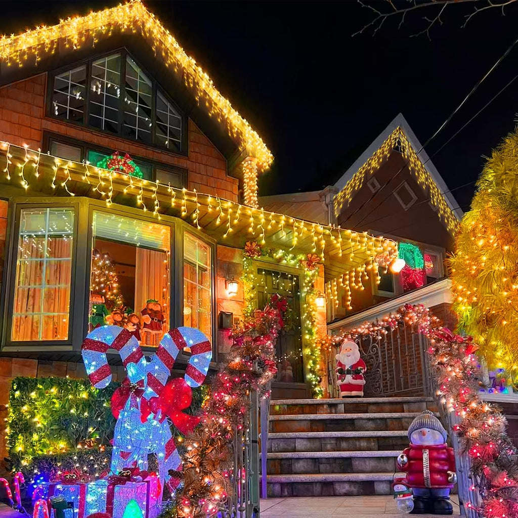 66ft 800 LED Icicle Lights Outdoor, 160 Drops Icicle Christmas Light Connectable, 8 Modes Warm White Xmas Icicle