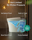 Smart Toilet with Built-In Bidet, Pump-Assisted Flush, Foot Sensor Operation, Warm Water, Heated Seat, Air Dryer, Digital Display