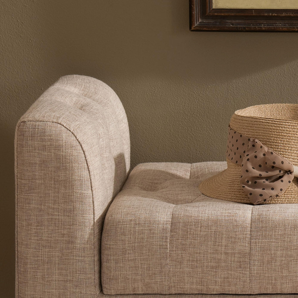 Tufted Design Upholstered Storage Bench Ottoman