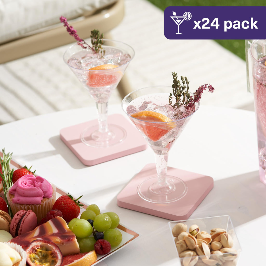 24 Premium Plastic Martini Cocktail Glasses, 7 Oz - Elegant, Sturdy & Reusable - Manhattan, Margarita, Cosmopolitan