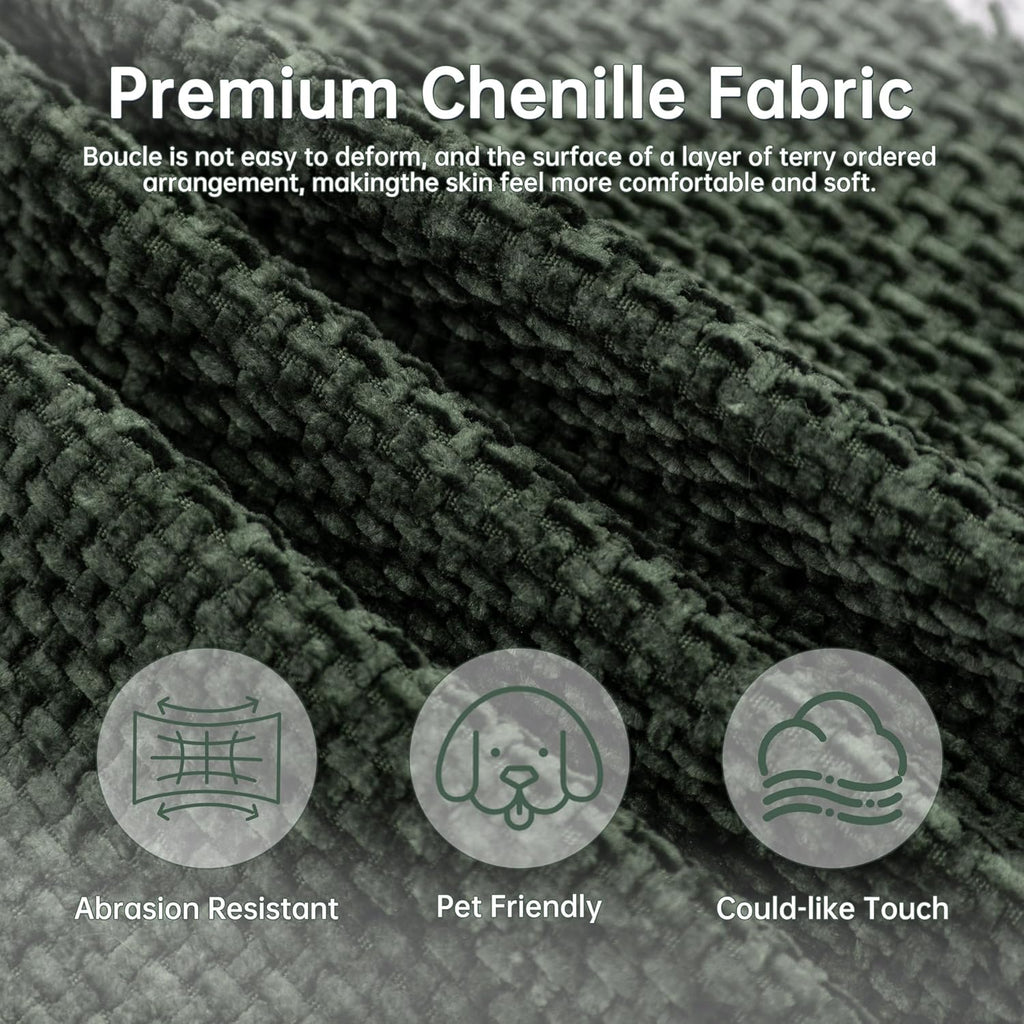 Modern Swivel Lounge Chair and Ottoman — Green Chenille