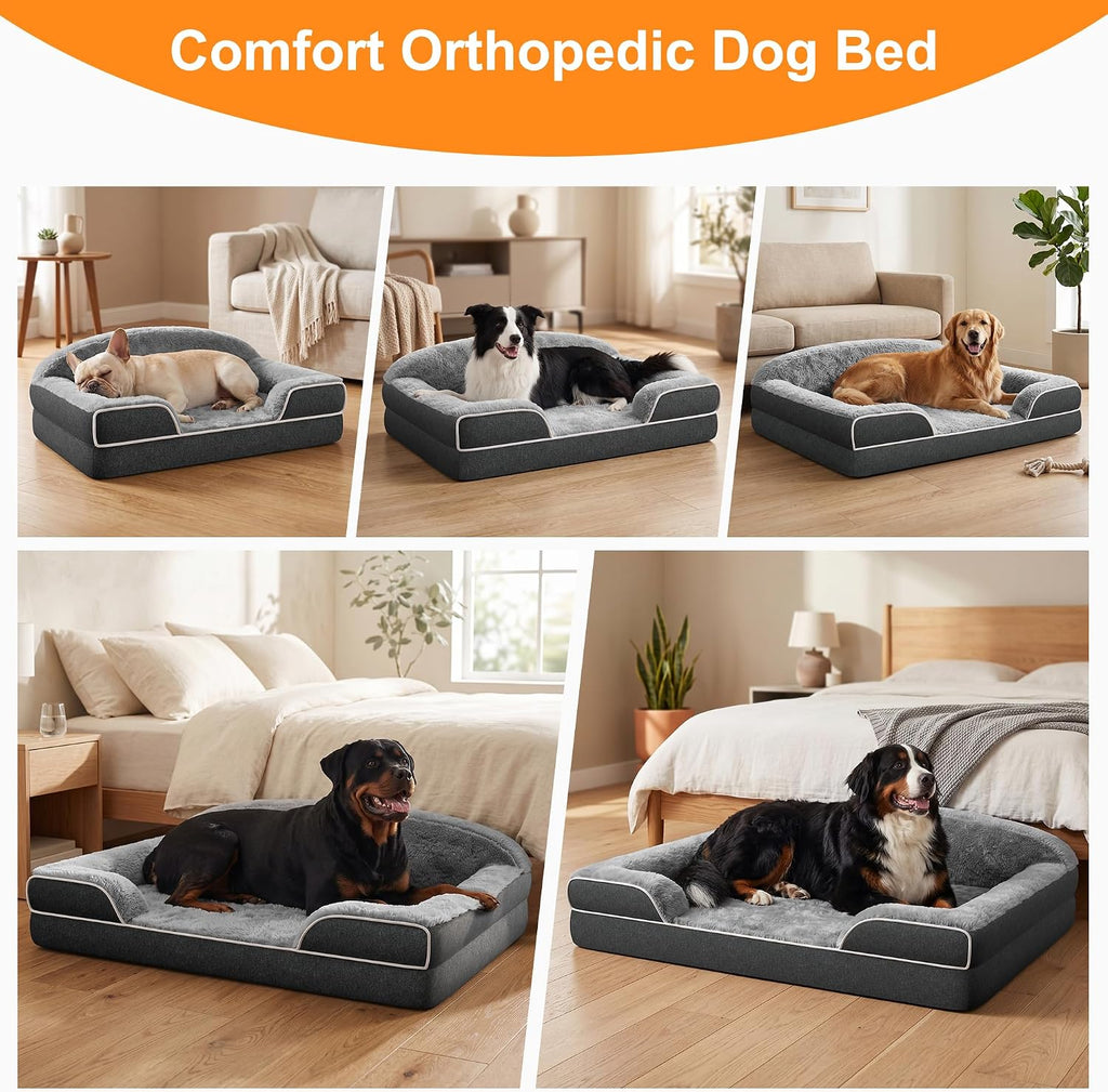 Orthopedic Dog Bed for Large Dogs, Washable Pet Couch Bed