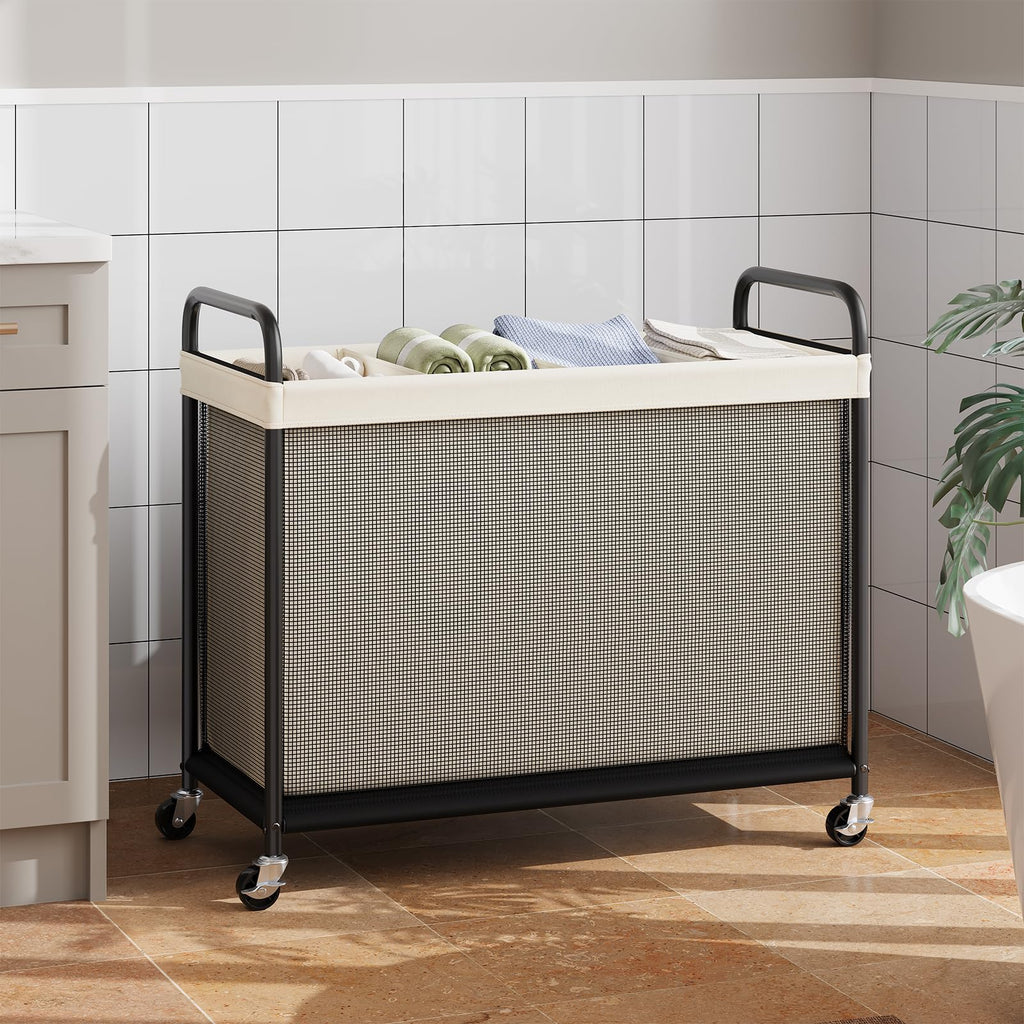 Laundry Hamper 4 Section, 140L Rolling Laundry Sorter with Wheels