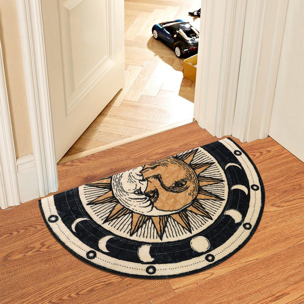 Tarot Sun Moon Bath mat - Goth Half Circle Bath Mat, Witchy Decor Aesthetic - Soft Half Circle Rug, Water Absorbent
