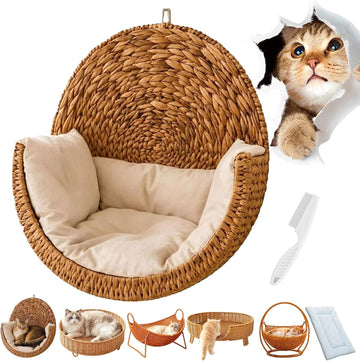 2027 New Purrfectly Cozy Handwoven Hanging Cat Bed, Handwoven Cat Bed, A#