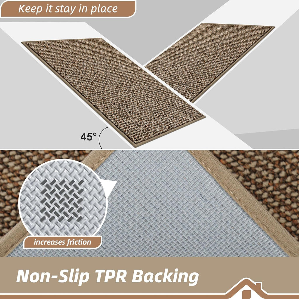 Kitchen Runner Rugs 24"x60", Kitchen Mats for Floor, Taupe | Non-Slip Super Absorbent and Stain Resistant Kitchen