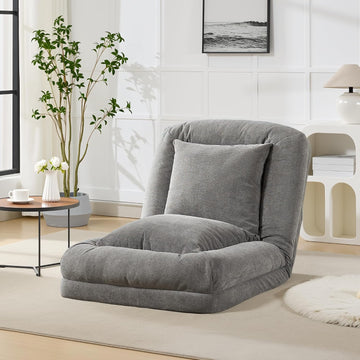 Oversized Adjustable Human Dog Bed for Adults & Pets - Chenille Upholstered Collapsible Floor Sofa with 2 Soft