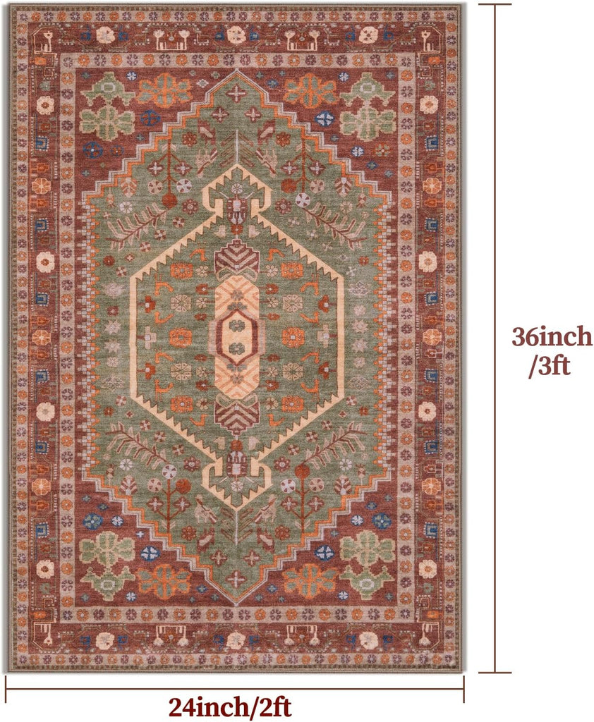 2x3ft Small Area Rug,Washable Boho Thin Mat Kitchen