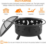 Fire Pit 30in Fire Pits for Outside Wood Burning Outdoor Fireplace with Spark Screen, Poker for Bonfire Patio Backyard Garden Picnic - Image 8