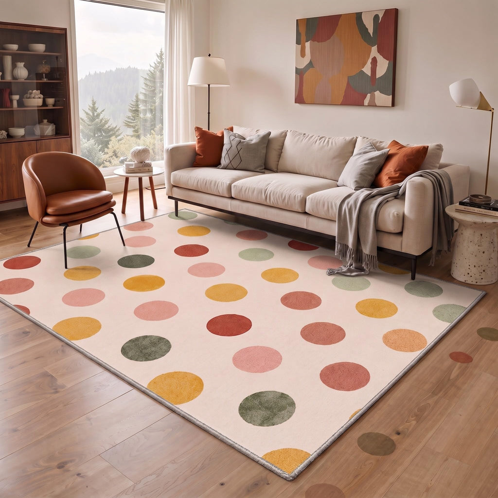 Area Rug, Minimalist Washable Polka Dots