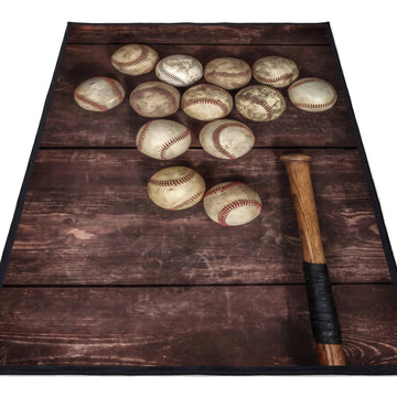 3x5ft Area Rug Washable Non Slip Vintage Wooden Board Baseball Mat