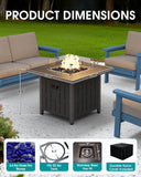 33" Outdoor Fire Pit Table, 50,000 BTU Square Propane Fire Pit Table with Lid, Glass Rock & Glass Wind Guard, HDPE Outdoor Furniture for Patio - Image 6