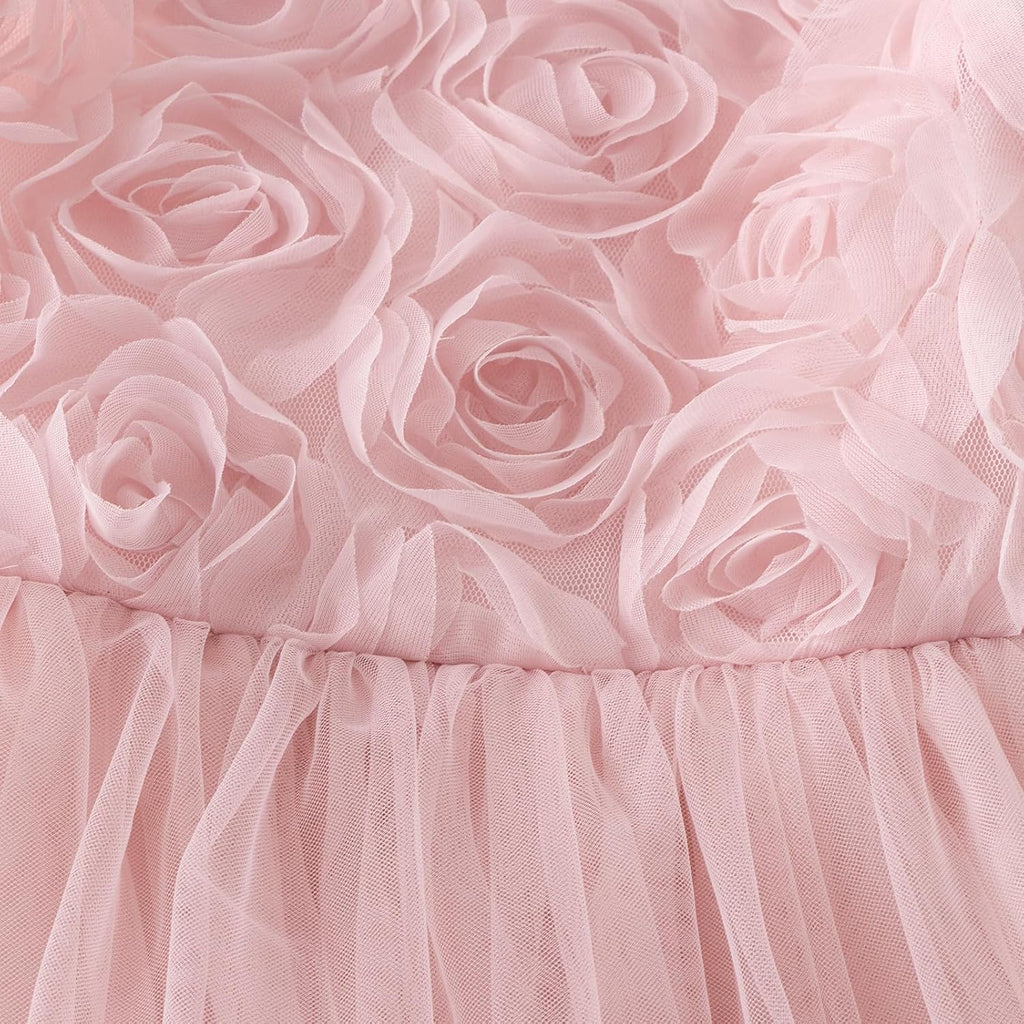Toddler Girls Tutu Dress Sleeveless Rose Flower Girl Dresses