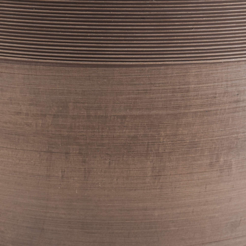 16-inch Plastic/Stone/Wood Composite Large Ribbed Planter - No Drainage Hole (Drillable), Indoor/Outer Garden