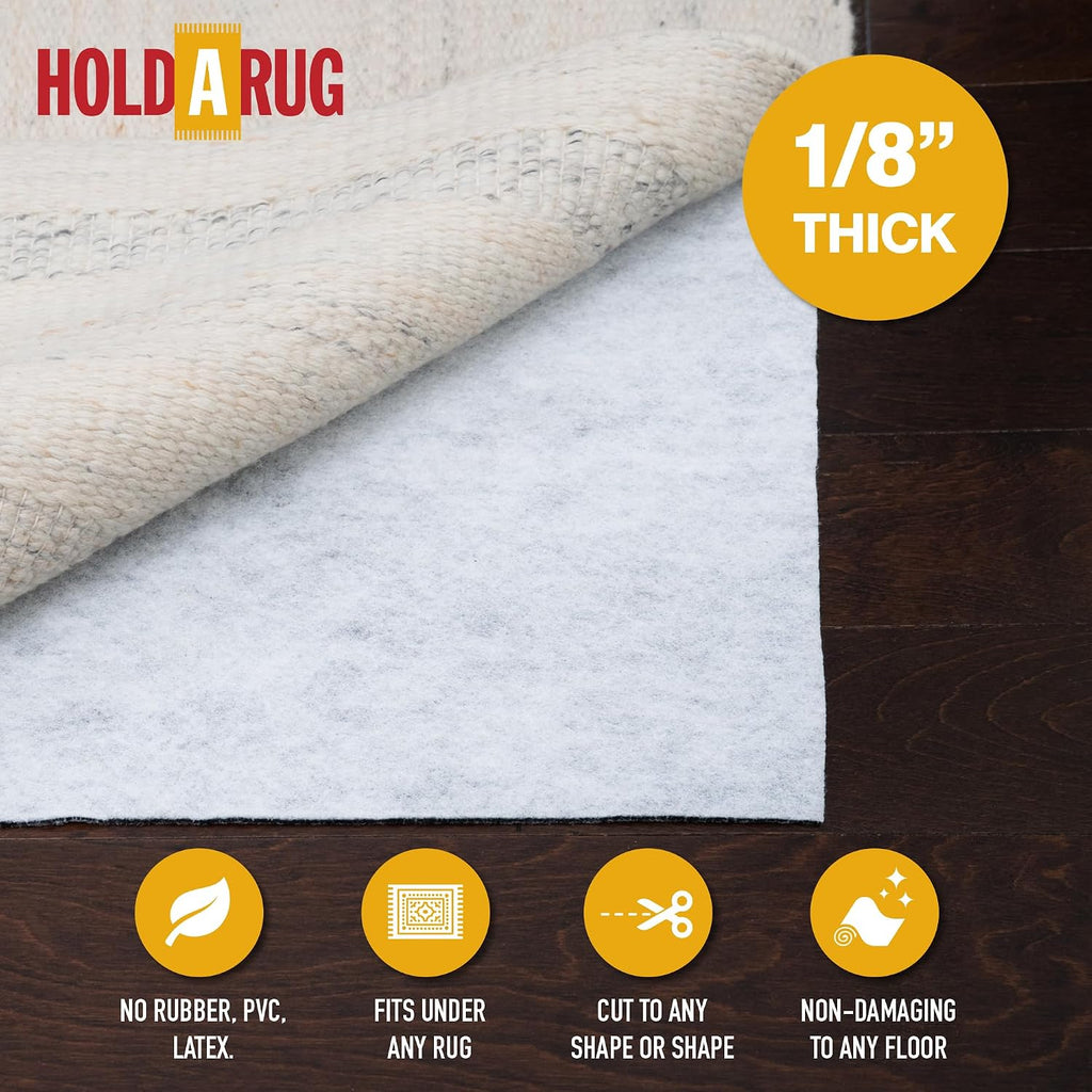 8' x 10' - Non-Slip Rug Pad, Non Skid Pads for Hardwood, Vinyl, Tile, Laminate Floors, Keep Area Rugs