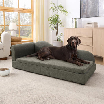 Oversized Pet Sofa for Medium & Large Dogs, Modern Dog Couch with Irregular Wave Backrest & Single Armrest