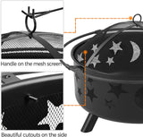 Fire Pit 30in Fire Pits for Outside Wood Burning Outdoor Fireplace with Spark Screen, Poker for Bonfire Patio Backyard Garden Picnic - Image 5
