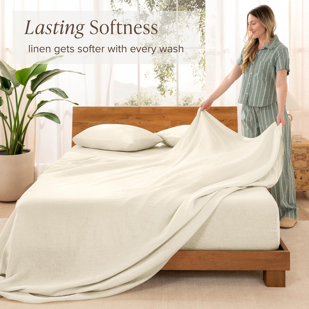 100% European Linen Sheet Set (Split King, Natural)